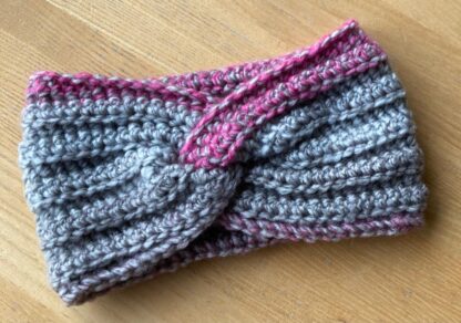 Grey with a Touch of Pink Headband